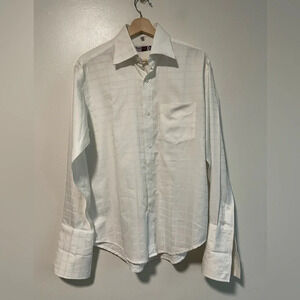 Rich Man Men's White Patterned Cotton Long Sleeve Shirt -  M